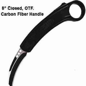 BLACK OTF KARAMBIT KNIFE - STAINLESS STEEL BLADE, METAL ALLOY HANDLE, POCKET CLIP