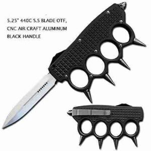 OTF Machined Knuckle Trench Automatic Knife Matte Black