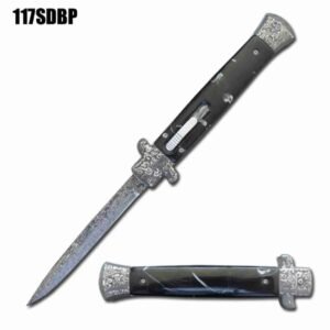 9 damascus ITALIAN STILETTO OTF DOUBLE ACTION KNIVES