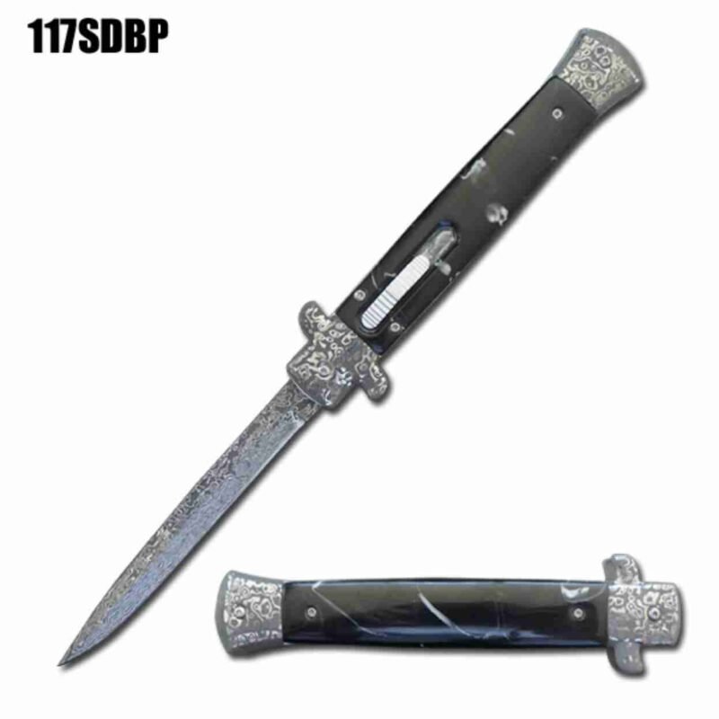 9 damascus ITALIAN STILETTO OTF DOUBLE ACTION KNIVES