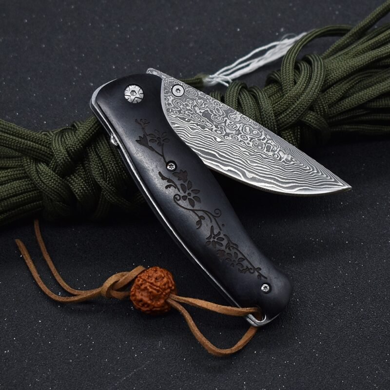 New Hot Sale Camping Pocket Folding Knife Damascus Steel Outdoor Sharp Military Knife Self Defense Multifunctional EDC Tool - Image 4