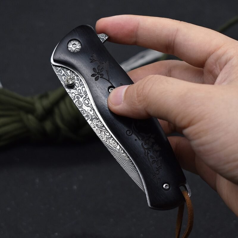 New Hot Sale Camping Pocket Folding Knife Damascus Steel Outdoor Sharp Military Knife Self Defense Multifunctional EDC Tool - Image 5