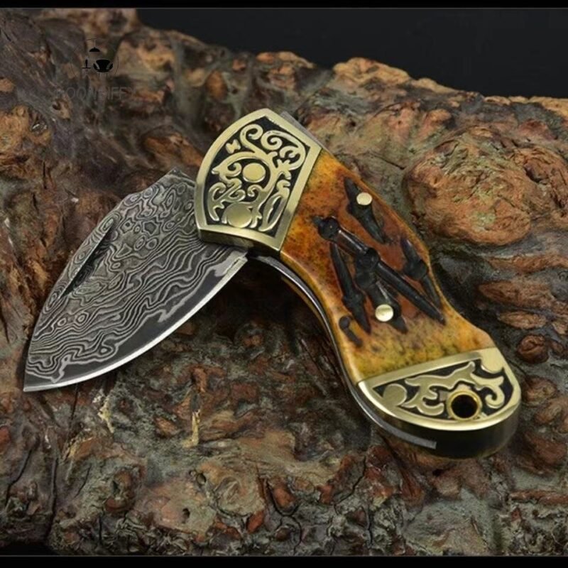 Pocket Outdoor Knives Keychain Folding Knife Damascus Steel Knife Portable Mini Portable Knife 1 pcs hunting knife mini knife - Image 4