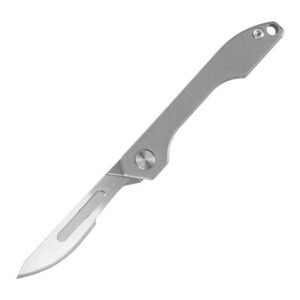 J086 Mini Folding Titanium Alloy  Stainless Steel Handle Carbon Steel Replaceable Blade Pocket Knife For Edc Tool