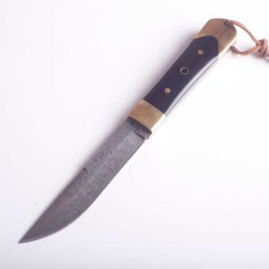 New Design Damascus Steel Hunting Knife Fixed Blade Outdoor With Gold-Plated Steel Head Ebony Handle