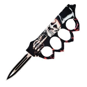9 middle finger bone biker knives&BBRASS KNUCKLE Tench OTF Knife