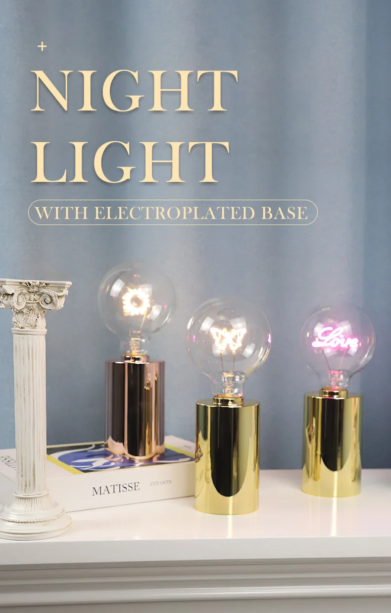 product 2025 new battery operated led bulb light lamp with electroplated plastic base  for bedroom decoration562-3